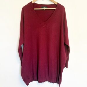 Lulus V Neck Long Sleeve Lightweight Sweater Tunic in Deep Red - size small/medi